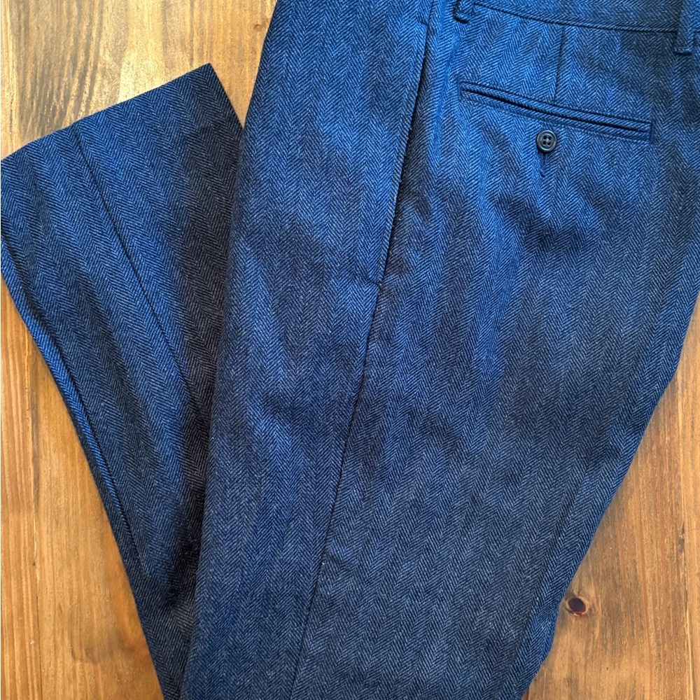 Blue Herringbone Trousers